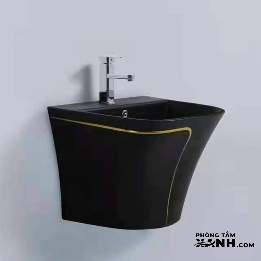 Lavabo Treo Tường Đen Viền Vàng LA-13