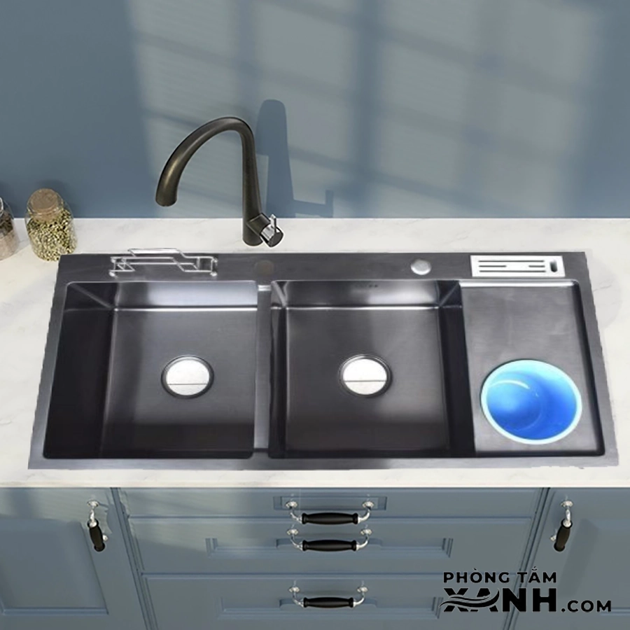 Chậu Rửa Chén Inox 2 Hộc Kèm Hộc Dao C06NN