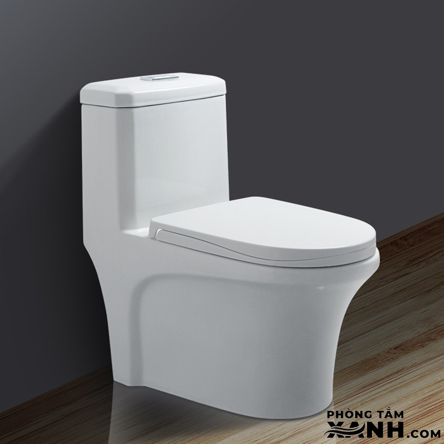 Bồn Cầu 1 Khối Màu Trắng Cao Cấp BC-668