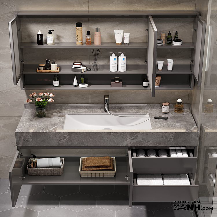 Lavabo Bàn Đá Tủ Nhựa PVC Cao Cấp TN-7825