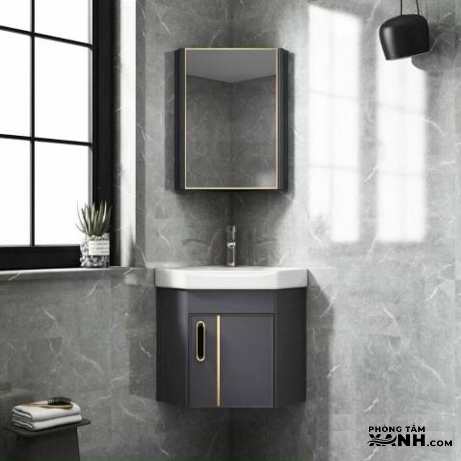 Lavabo Tủ Góc Nhôm Xám T-7521