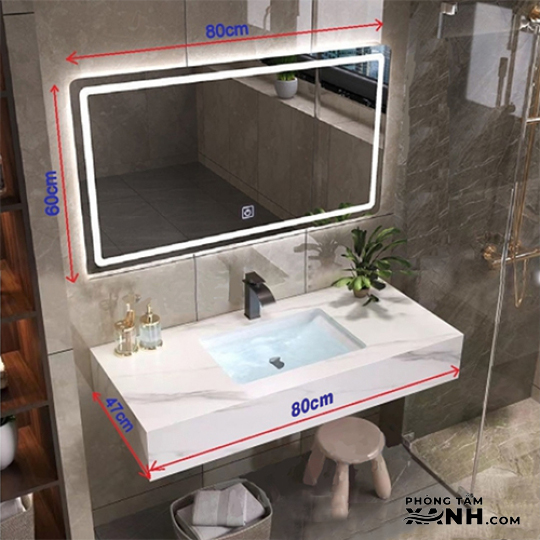 Bàn Đá Lavabo 1 Tầng Màu Trắng Cao Cấp BĐ-13AM