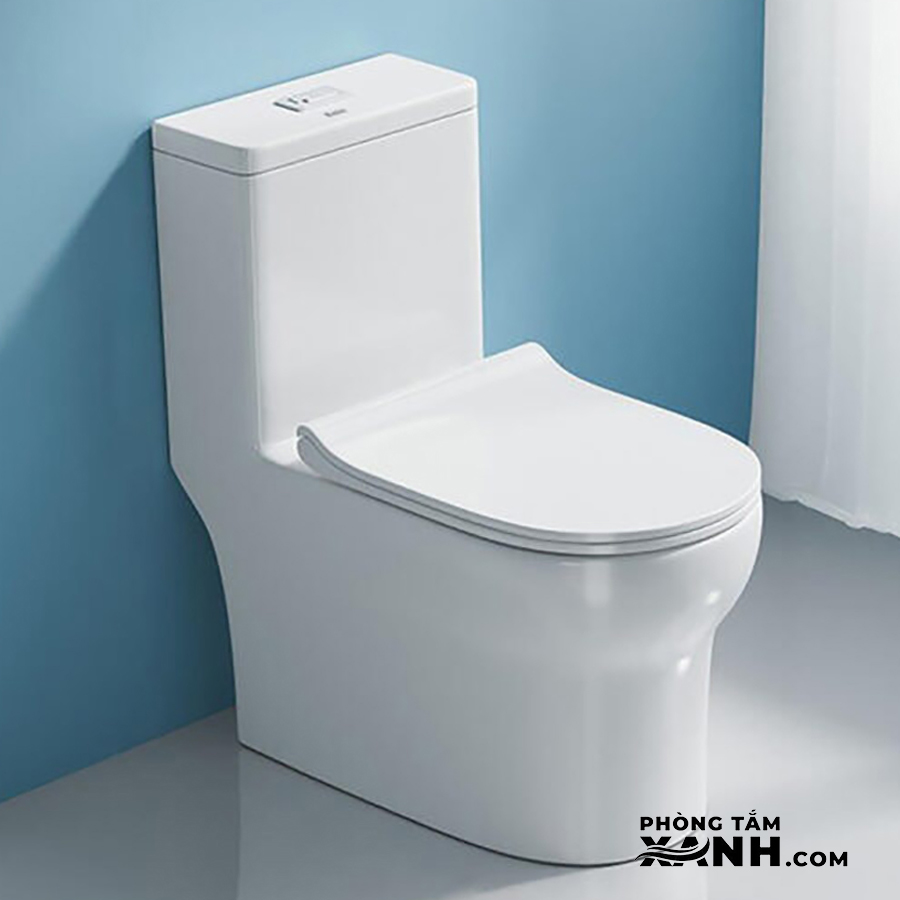 Bồn Cầu 1 Khối Màu Trắng Thân Bầu BC-388