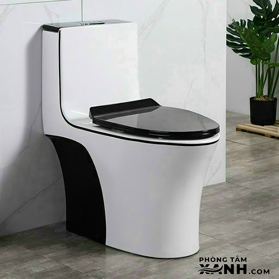 Bồn Cầu 1 Khối Trắng Đen BC-117