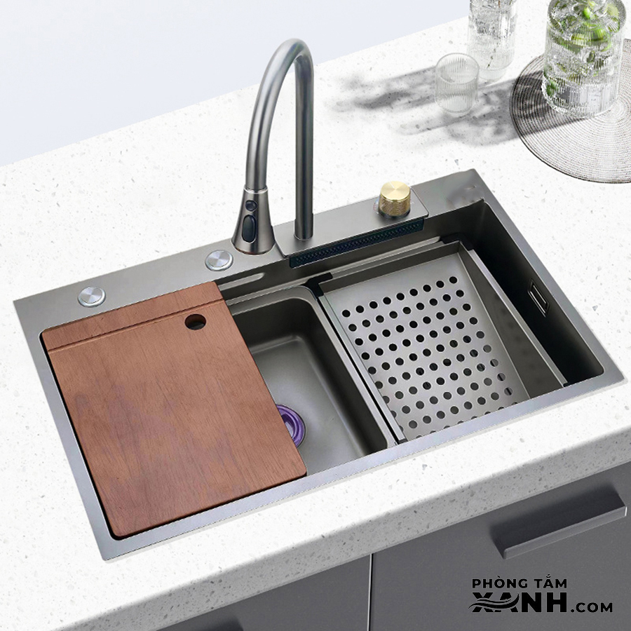 Chậu Rửa Chén Bát 1 Hộc Kèm Thác Nước C-51