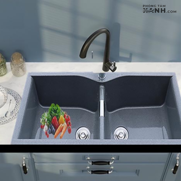 Chậu Rửa Chén Đá 2 Hộc Màu Xám Ghi CĐ-13X