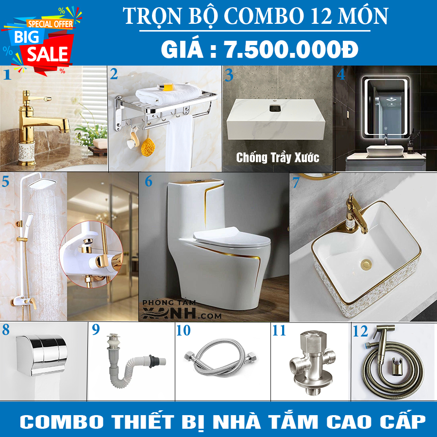Combo Trọn Bộ 12 Món Nóng Lạnh Trắng CB30