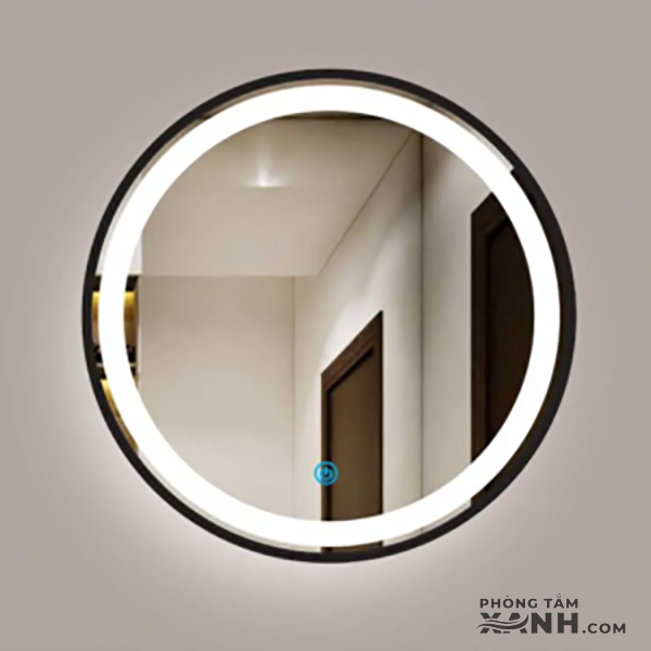 Gương LED Tròn Cảm Ứng Viền Đen Hiện Đại ST-106Đ