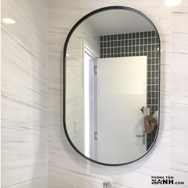 Gương Soi Bầu Dục Viền Đen Sơn Tĩnh Điện GS-07Đ