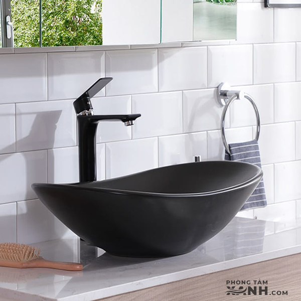 Chậu Lavabo Đặt Bàn Thuyền Đen Cao Cấp LA-03