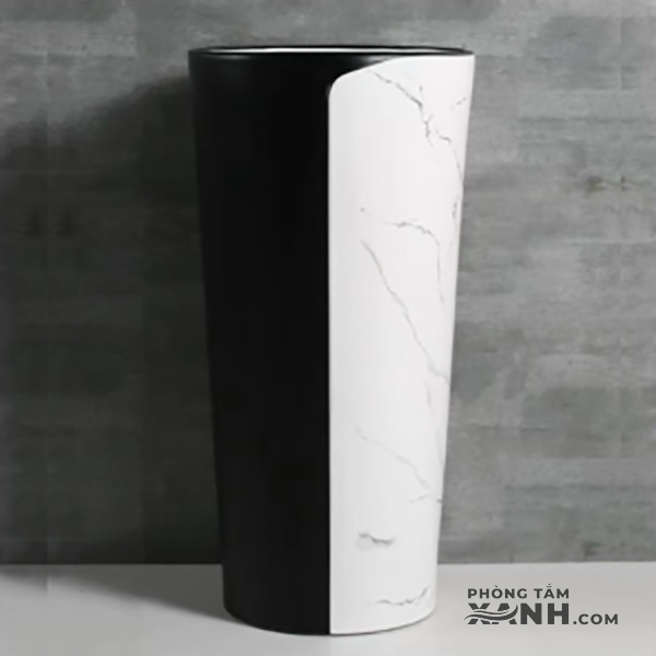 Lavabo Trụ Đứng Liền Khối Đen Trắng Cao Cấp LA-28
