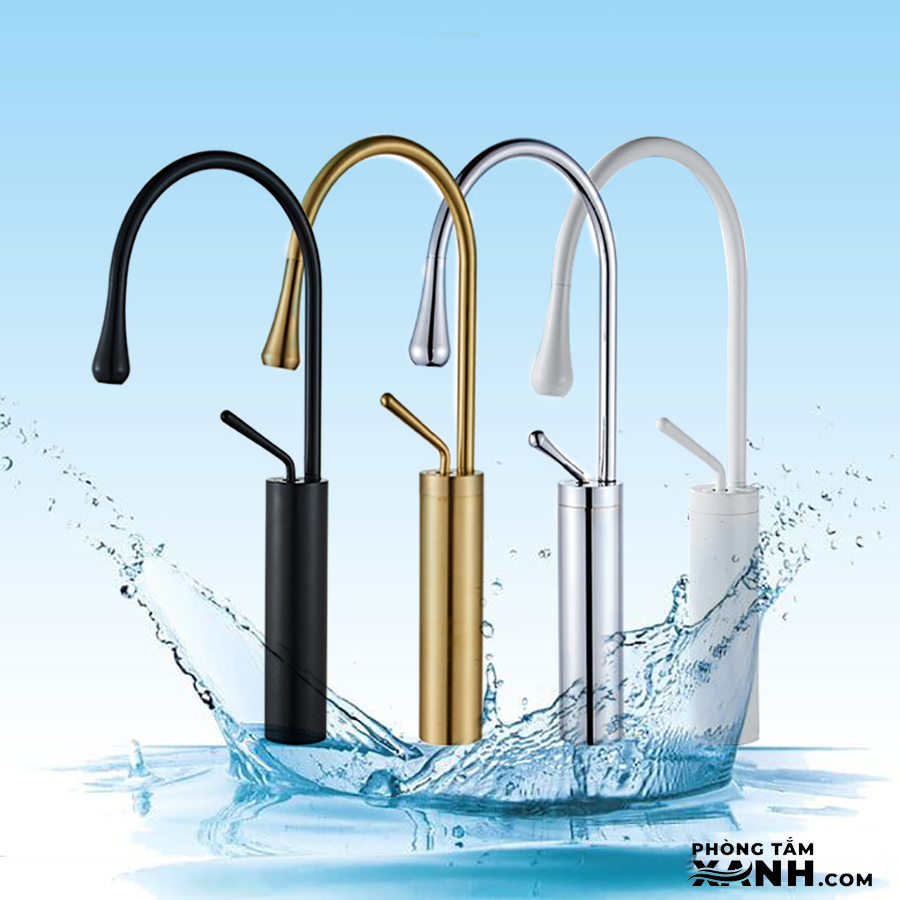 Vòi Lavabo Nóng Lạnh Đen Sơn Tĩnh Điện Cao Cấp V-5320