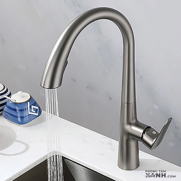 Vòi Rửa Chén Nóng Lạnh Dây Rút Nano Xám VC-6343