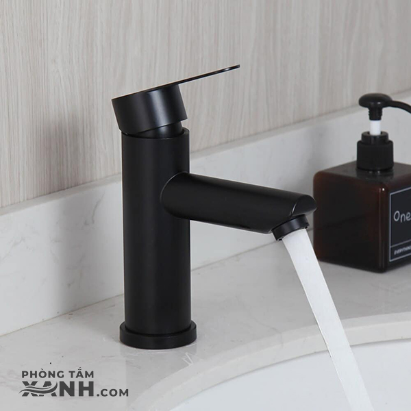 Vòi Lavabo Nóng Lạnh Đen Đồng Thau Sơn Tĩnh Điện V-5331-1