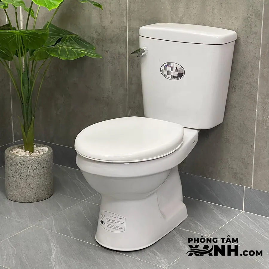 Bồn Cầu 2 Khối Trắng Tay Gạt Nước BC-2K113