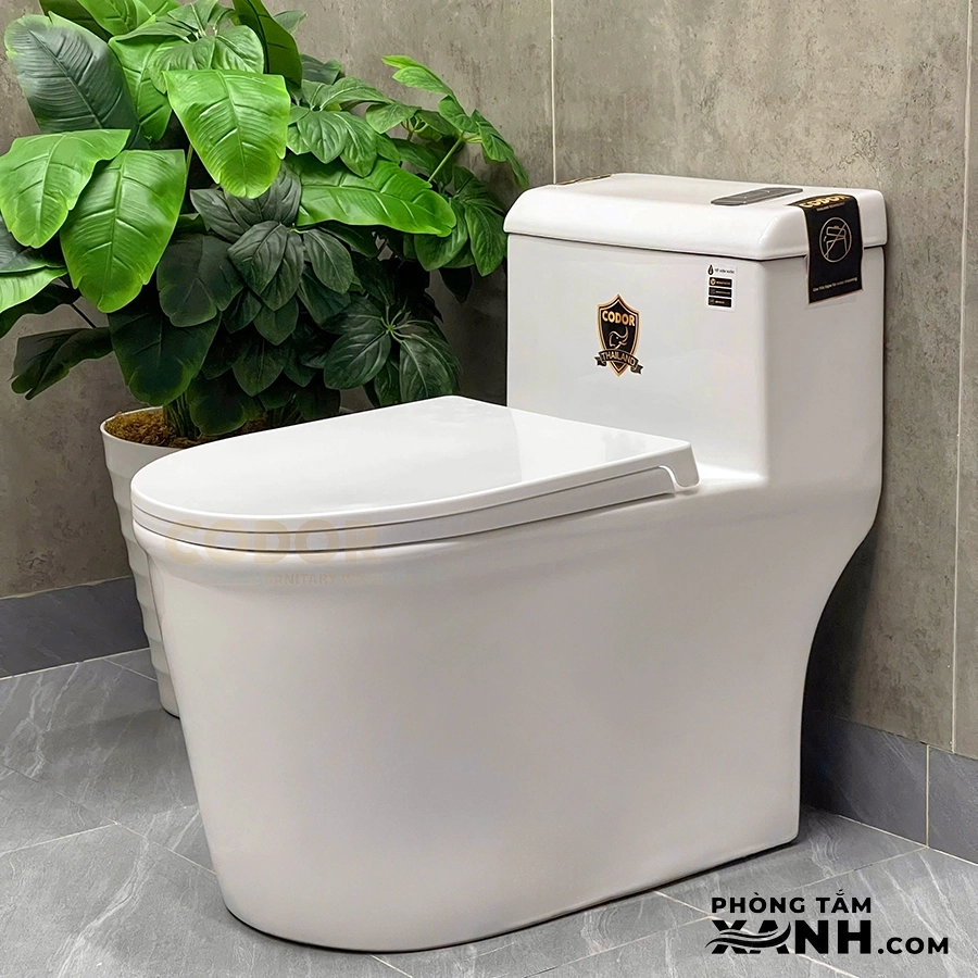 Bồn Cầu 1 Khối Thân Lùn Nút Xả Lệch BC-09