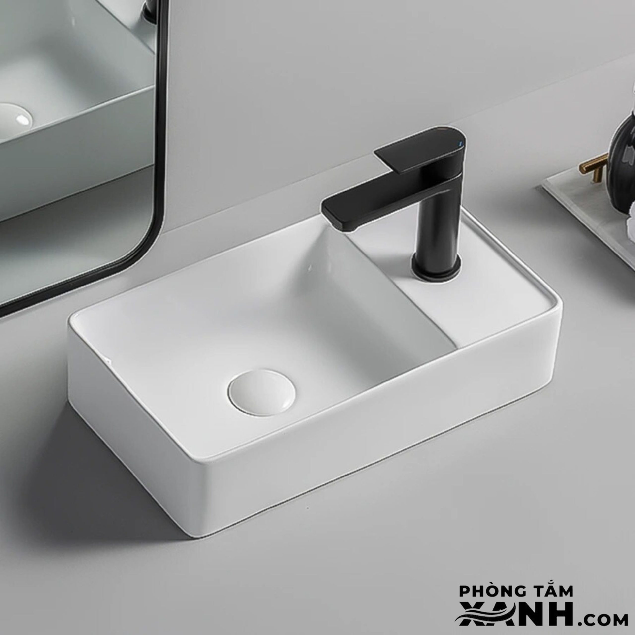 Lavabo Đặt Bàn Sứ Trắng Cao Cấp LA-60