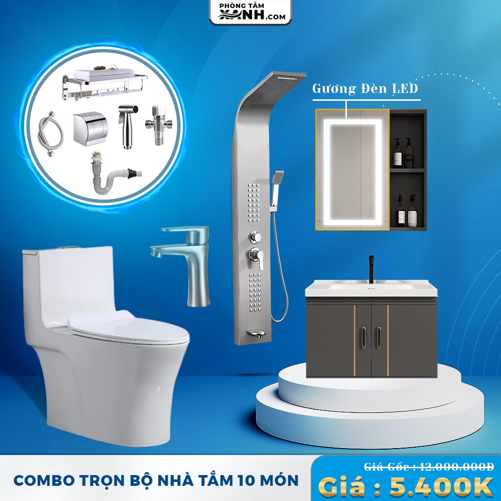 Combo Trọn Bộ Nhà Tắm 10 Món Cao Cấp CB56