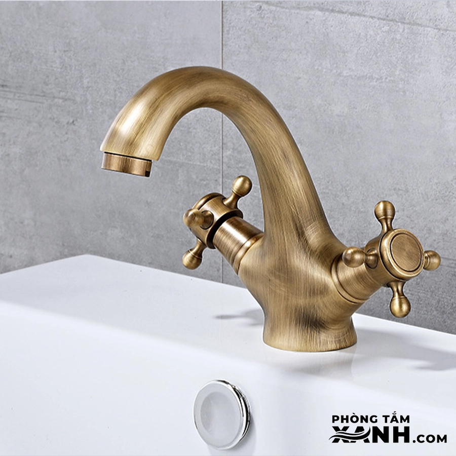 Vòi Lavabo Nóng Lạnh Đồng Thau Mờ Cao Cấp VLBNL-5275