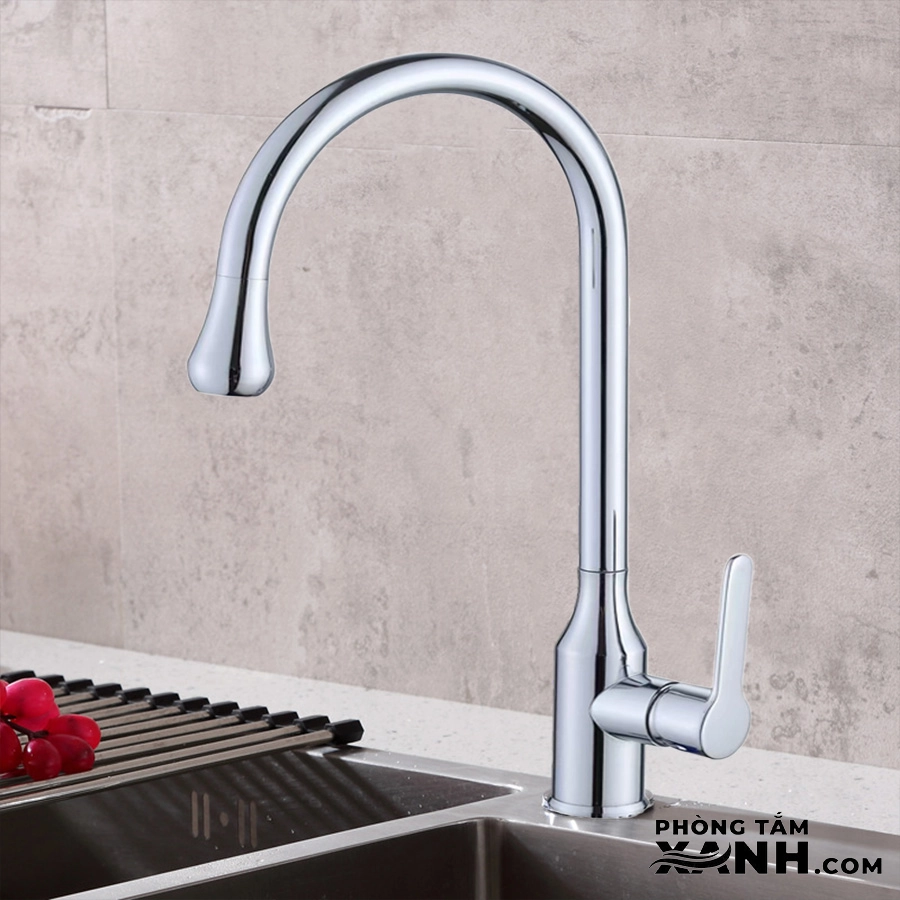 Vòi Rửa Chén Lạnh Đồng Thau Mạ Crom Bóng VCL-4037