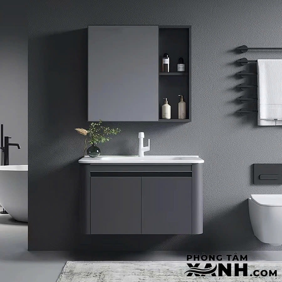 Tủ Lavabo Nhôm Đa Năng Màu Ghi Cao Cấp TN-7678Đ